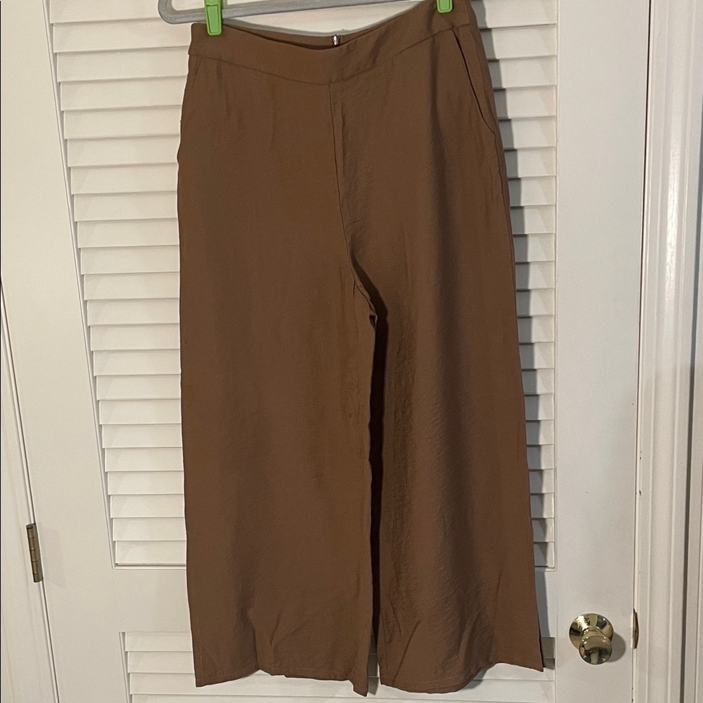 Frank Lyman Design Mocha Textured Wide Legged Lig… - image 1